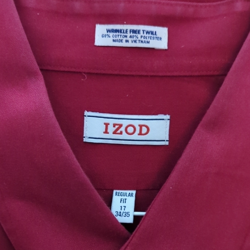 Izod Men's Deep Red Dress Shirt - Picture 3 of 7